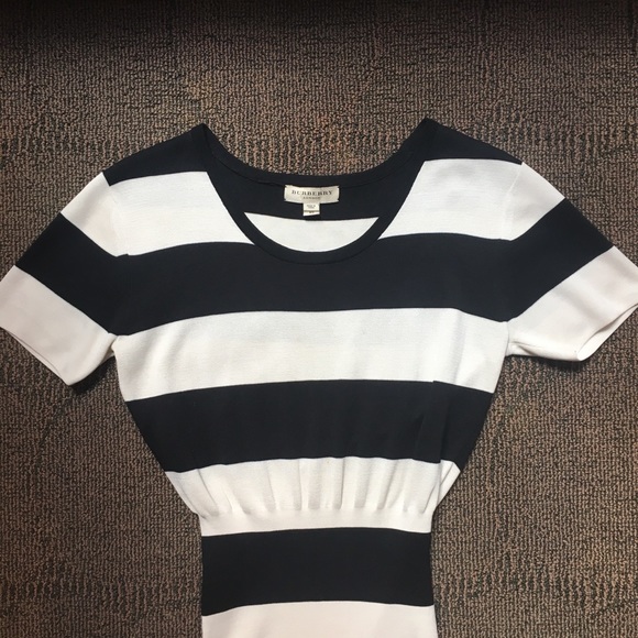 BURBERRY - Silk Black/White Striped Dress XS/TP - Picture 3 of 7